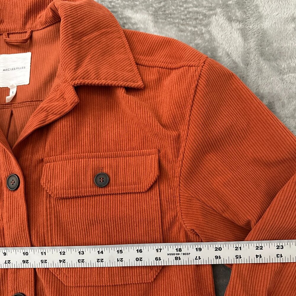 Avec Les Filles Orange Corduroy Shacket Shirt Jacket Women's MEDIUM - Picture 5 of 6